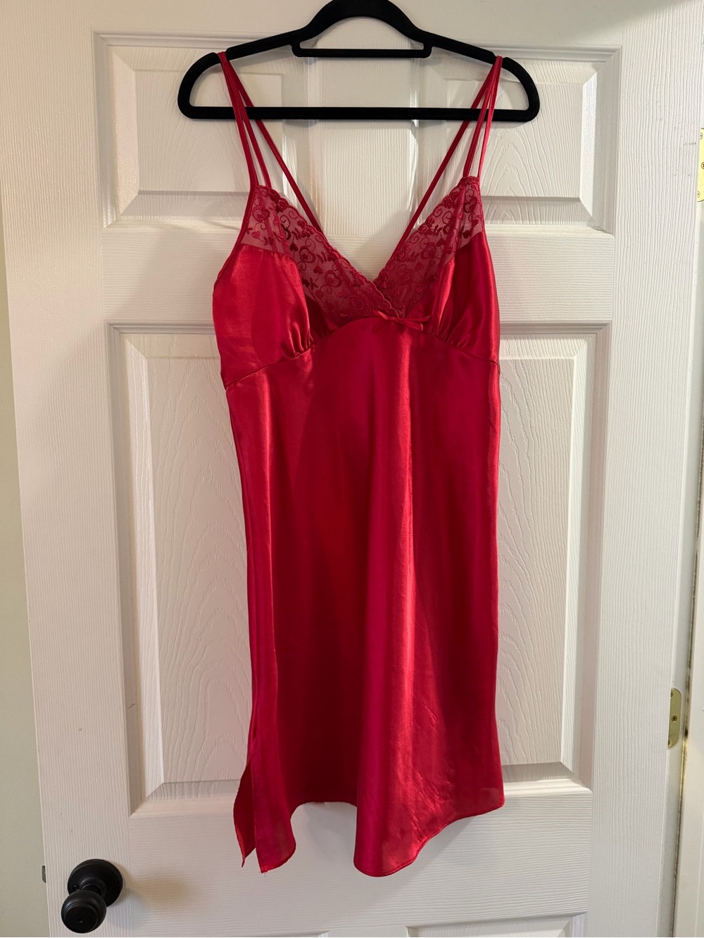 Red Satin Lace Chemise Nightgown